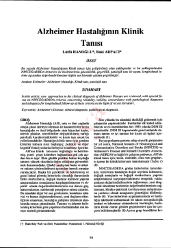 Alzheimer Hastalığının Klinik Tanısı