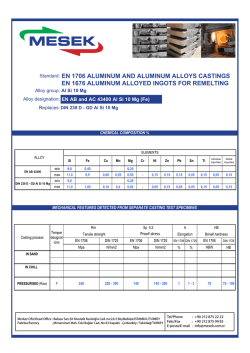 en 1706 alumınum and alumınum alloys castıngs en 1676 alumınum