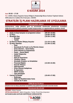 6 KASIM 2014 STRATEJİK İŞ PLANI HAZIRLAMA VE UYGULAMA