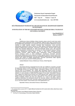 K&uuml;lt&uuml;rlerarası Tolerans ile Ahlaki Olgunluk Arasındaki İlişkinin