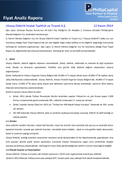 Fiyat Analiz Raporu - PhillipCapital T&uuml;rkiye