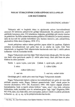 Dilek Ergönenç Akbaba-Nogay Türkçesinde Emir Kipinde Kullanılan