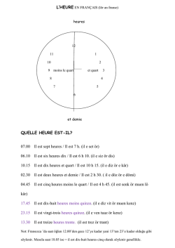 07.00 Il est sept heures / Il est 7 h. (il e set ör) 06.10 Il est six heures