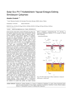 Solar Sıvı PV-T Kolekt&ouml;rlerin