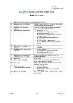 ASME Sec.9-2010 Kaynak&ccedil;ı Belgelendirme Programı