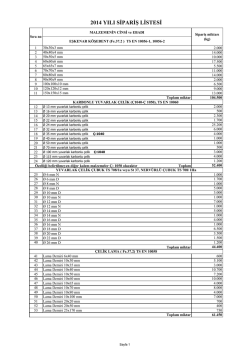 2014 yılı sipariş listesi