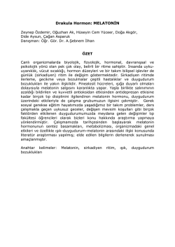 P7. Drakula Hormon: Melatonin - Başkent Üniversitesi Tıp Fakültesi