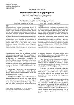 Diabetik Retinopati ve Etiyopatogenezi