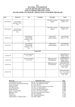 Ders Programı - Sağlık Bilimleri Fak&uuml;ltesi