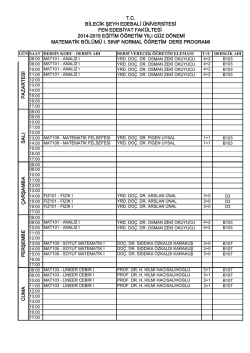 &Ccedil; AR Ş AM BA PER ŞEMB E CUM A T.C. BİLECİK ŞEYH EDEBALİ