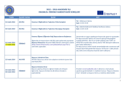 2015-2016 Erasmus+ S&uuml;re&ccedil; Takvimi