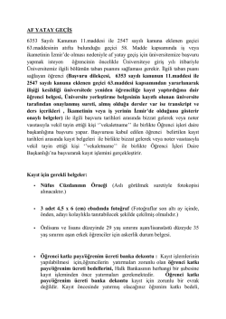 AF YATAY GE&Ccedil;İŞ 6353 Sayılı Kanunun 11.maddesi ile 2547 sayılı