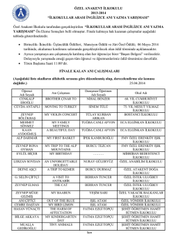 Finale Kalan Anı &Ccedil;alışmaları