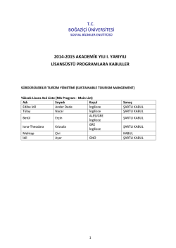 T.C. BOĞAZİ&Ccedil;İ &Uuml;NİVERSİTESİ 2014