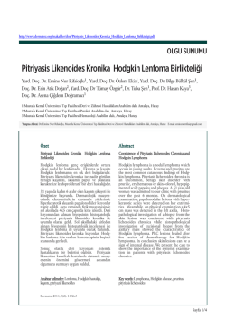 Pitriyasis Likenoides Kronika Hodgkin Lenfoma Birlikteliği