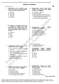 A&Ouml;F Marka ve Y&ouml;netimi &Ccedil;ıkmış Sorular | 2014 Ara Sınav İNDİR