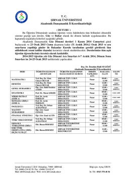 Akademik Danı TC ŞIRNAK &Uuml;NİVERSİTESİ Akademik Danışmanlık