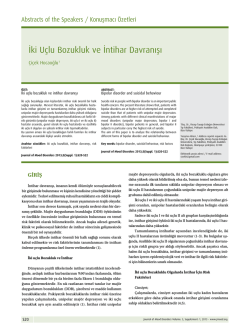 İki U&ccedil;lu Bozukluk ve İntihar Davranışı