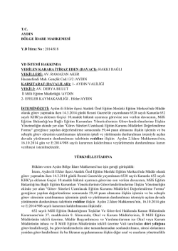 T.C. AYDIN B&Ouml;LGE İDARE MAHKEMESİ Y.D İtiraz - T&uuml;rk Eğitim-Sen