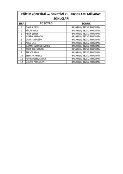 EĞİTİM Y&Ouml;NETİMİ ve DENETİMİ Y.L. PROGRAMI M&Uuml;LAKAT