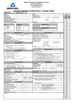 ARCODE KUMANDA SİSTEMİ TEKLİF / SİPARİŞ FORMU