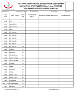 HASTADAN ALINAN NUMUNE İLE GLUKOMETRE VE BİYOKİMYA
