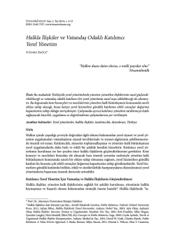 Halkla İlişkiler ve Vatandaş Odaklı Katılımcı Yerel Y&ouml;netim