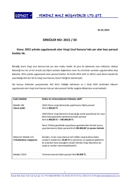 sırk 2015-03 2015 yılı vergi usul kanunu tutarları hk.