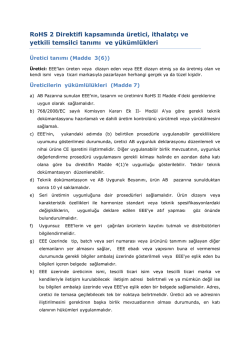 RoHS 2 Direktifi kapsamında &uuml;retici, ithalat&ccedil;ı ve yetkili