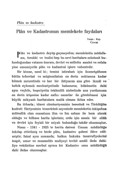 4.Plan ve Kadastronun Memlekete Faydaları