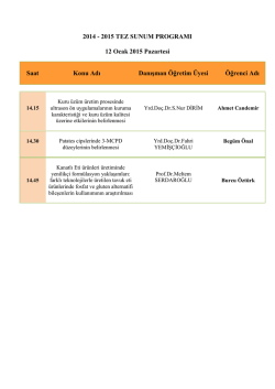 TEZ ve SEMİNER SUNUMLARI PROGRAMI (2015 OCAK)