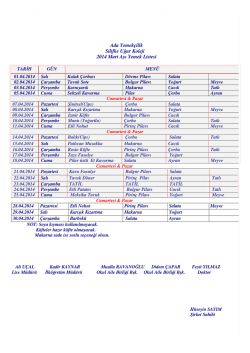 Ada Yemek&ccedil;ilik Silifke Uğur Koleji 2014 Mart Ayı Yemek Listesi