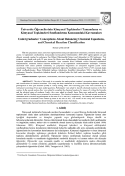 &Uuml;niversite &Ouml;ğrencilerinin Kimyasal Tepkimeleri Tamamlama ve