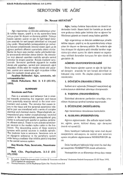 serotonin ve ağrı - Klinik Psikofarmakoloji Bülteni