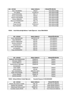 ADI - SOYADI SINAV SONUCU YERLEŞTİĞİ B&Ouml;L&Uuml;M Altun