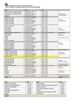 2015/1. D&Ouml;NEM STAJA GİRİŞ SINAVI HAFTA İ&Ccedil;İ KURS PROGRAMI