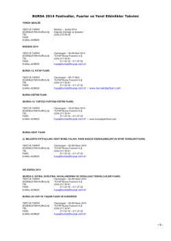 BURSA 2014 Festivaller, Fuarlar ve Yerel Etkinlikler Takvimi