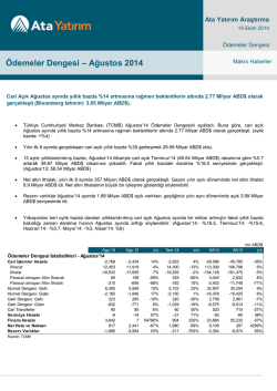&Ouml;demeler Dengesi &ndash; Ağustos 2014