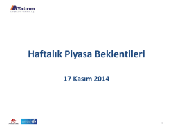 Haftalık Piyasa Beklentileri 17 Kasım 2014