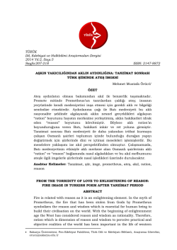 Tanzimat Sonrası T&uuml;rk Şiirinde Ateş İmgesi