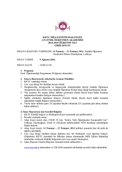 a&ouml;a 2014-2015 &ouml;ğretim yılı giriş sınavı