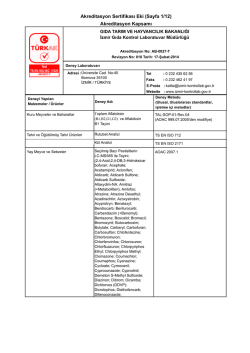 Akreditasyon Kapsamı - Gıda Kontrol Laboratuvar M&uuml;d&uuml;rl&uuml;kleri