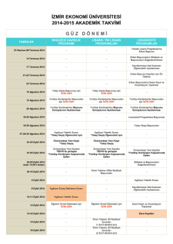 izmir ekonomi &uuml;niversitesi 2014-2015 akademik takvimi g &uuml; zd &ouml; nem i
