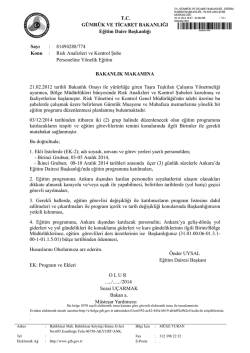 81494288/774 Konu : Risk Analizleri ve Kontrol Şube P