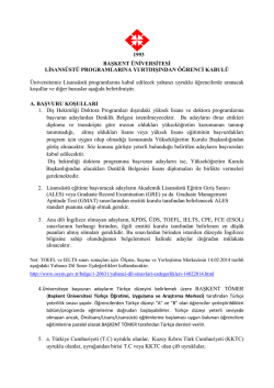 Lisans&uuml;st&uuml; Programlara Yurtdışından &Ouml;ğrenci Kab&uuml;l&uuml;