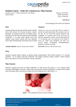 Dudakta Lipom &ndash; Nadir Bir Lokalizasyon: Olgu Sunumu