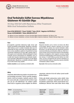 Oral Terb&uuml;talin S&uuml;lfat Sonrası Miyoklonus G&ouml;zlenen