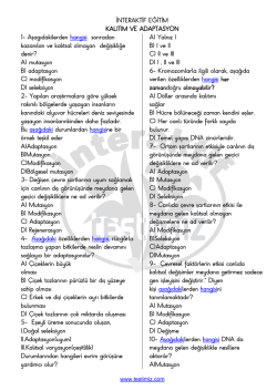 İNTERAKTİF EĞİTİM www.testimiz.com KALITIM VE ADAPTASYON