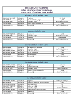 Sağlık Hizmetleri Meslek Y&uuml;ksekokulu 2014