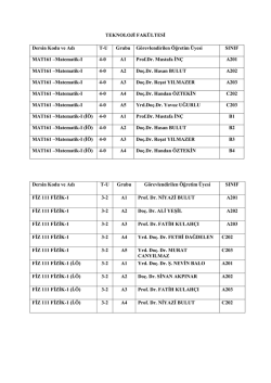 TEKNOLOJİ FAKÜLTESİ Dersin Kodu ve Adı T-U Grubu
